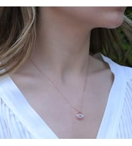 Yuvarlak Göz Modeli Zirkon Taşlı Rose Gold Kaplama Gümüş Kolye