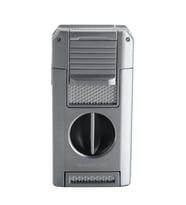 Quantoro Çift Torch Pürmüz V-Cut/Delicili/İğneli Gümüş Metal Puro Çakmağı - TRZ1097