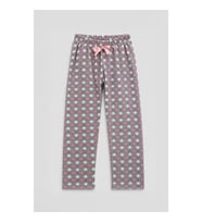 Kadın Kalp Desenli Gri Polar Pijama Altı