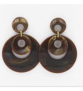 Gold Vip Vintage Tasarım Küpe (Koyu Kahverengi)