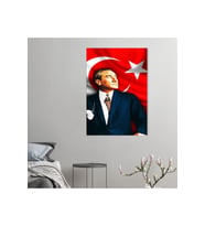 ATATÜRK TABLO DUVAR DEKARASYON DUVAR SÜSÜ KANVAS TABLO HEDİYELİK ÖLÇÜ SEÇMEYİ UNUTMAYINIZ :) (Kırmızı)