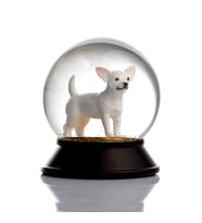 Snoowg Cam ve Reçine Altın Patiler Köpek Chihuahua (Beyaz) Kar Küresi Hediye