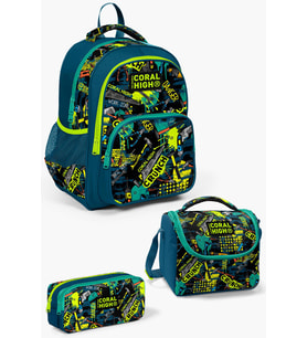Coral High Kids Nefti Siyah Tamir Seti Desenli 3'lü Okul Çanta Seti SET0114417