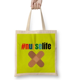 Nurse Gift İdea Funny Saying Quote- Nursing Medical Bez Çanta Uzun Saplı