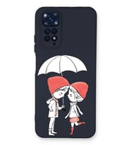 Xiaomi Redmi Note 11 Uyumlu Lansman Kılıf Aşk Tasarımlı İçi Kadife Kapak-Koyu Mavi (Şeffaf)