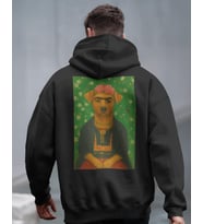 Frida Köpek Tasarımlı Siyah Unisex Kapüşonlu Sweatshirt – Sanatsal & Retro Hoodie