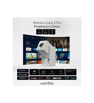 Yüksek Parlaklık Cube 2 Pro Projeksiyon Cihazı Beyaz