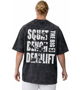 Squat Bench Deadlift Bodybuilding Fitness Powerlifter Sırt Baskılı Unisex Oversize Yıkamalı Tişört
