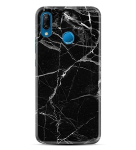 Huawei P20 Lite Mate 10 20 Lite Pro P40 Lite KılıfDesemli Silikon Fragile Black Mermer 1378