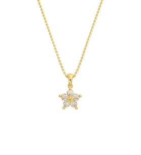 Zirkon Taşlı Gold Manolya Çiçeği Gümüş Kolye