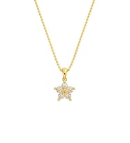 Zirkon Taşlı Gold Manolya Çiçeği Gümüş Kolye