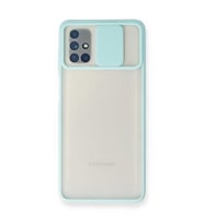 Samsung Galaxy M51 Kılıf Palm Buzlu Kamera Sürgülü Silikon - Turkuaz