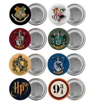 Harry Potter Logoları Çanta Rozeti Seti 8 Adet En Büyük Boy 5.8cm İğneli Broş