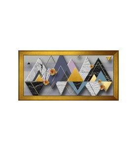 Soyut Şekiller Motifli Kanvas Tablo 50 x 70 cm Gold Çerçeve