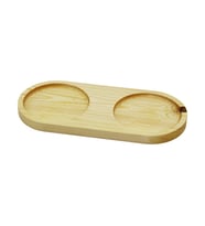 2 BÖLMELİ - OVAL AÇIK RENK=SADE AHŞAP YAĞDANLIK ALTLIK 27X12.5CM (5343)