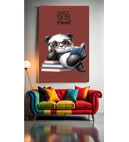 ÇOCUK ODASI KREŞ KİTAP OKUYAN PANDA Ev Duvar Salon Güzellik Salonu Ofis Dükkan Dekarasyon Kanvas Tablo (Çok Renkli)