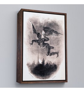 Çerçeveli Goethe'nin Faust'undan Mephistopheles'in Gökyüzündeki Önsözü Kanvas Tablo (Siyah)
