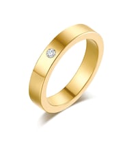4 mm-Düz Taşlı Altın Kaplama Gümüş Alyans (Rose)
