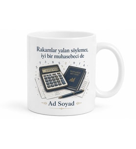 Muhasebeciye Hediye Hesap Temalı Özel Baskılı Porselen Kupa Bardak