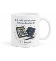 Muhasebeciye Hediye Hesap Temalı Özel Baskılı Porselen Kupa Bardak