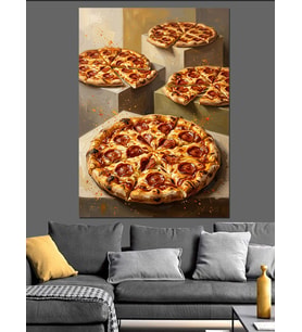 Masada İştah Açıcı Dilimlenmiş Pizzalar Dekoratif Kanvas - Mdf Ahşap Tablo
