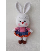 Pembe Yanak Tavşan Amigurumi Organik Oyuncak