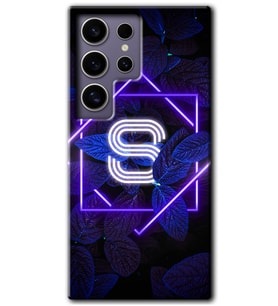 Galaxy S24 Ultra Kılıf HD Desen Baskılı Kılıf - Dark Neon Yaprak S Harfi