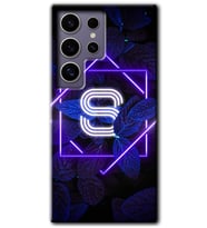 Galaxy S24 Ultra Kılıf HD Desen Baskılı Kılıf - Dark Neon Yaprak S Harfi