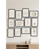 12 Parça Ay ve Güneş Minimal 2 Renk Seçenekli Dekoratif Çerçeve Görünümlü Tablo Seti