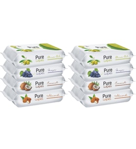 Pure Baby Wipes Islak Havlu Mendil 50 Yaprak 8 Li Set (400 Yaprak) (Meyveli)