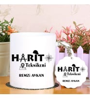 Harita Teknikerlerine Özel  Kupa Bardak ve Anahtarlık Hediye Seti (Model 1)