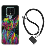 Tecno Camon 16 18P Pova Kılıf Boyun Askılı Silikon Color Cat 1754