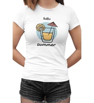 Hello Summer I Beyaz Kadın Tshirt