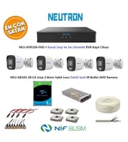 Neutron 2mp 4 kameralı Sesli Dış ortam AHD Full Kamera Seti 1TB Disk NEU-XVR104-FHD NEU-AB102-28-CA