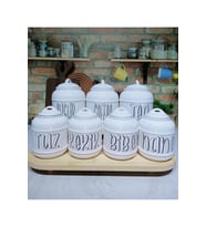 7 Parça Tasarım Baharatlık Seti Tea/Coffee/Sugar Tuz/Kekik/Biber/Nane Pinterest Kavanoz Seti