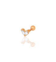 Gümüş rose zirkon iki taşlı Tragus helix Piercing küpe SGTL12197ROSE