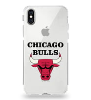 Apple iPhone XS Max Uyumlu Kamera Korumalı Tıpalı Kapak Chicago Bulls Tasarımlı Şeffaf Kılıf