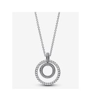 Pandora Tarzı Signature Pavé ve Boncuklu Kolye (Gümüş)