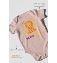 Yavru Aslan Baskılı Bebek Zıbını – Çıtçıtlı Body 8 Renk  %100 Pamuk Kısa Kol (Pastel Pembe)