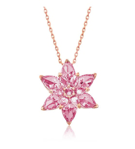 Gümüş Rose Pembe Lotus Çiçeği Kolye