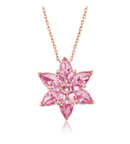 Gümüş Rose Pembe Lotus Çiçeği Kolye