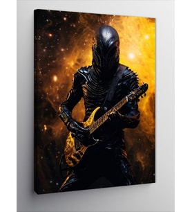 Kanvas Tablo Gitar Çalan Uzaylı