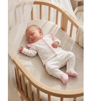 Civil Baby Çiçek Empirme Fırfırlı 1-9 Ay Pijama Takımı - Ekru