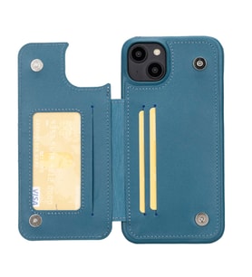 Bouletta Apple iPhone 14 Plus Uyumlu Deri Kılıf UBW BRN4EF (Mavi)