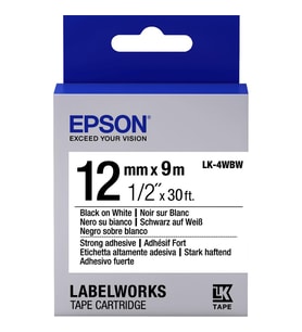 Epson LK-4WBVN Vinil Beyaz Üzeri Siyah 12mm 7Metre Etiket