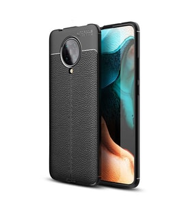 Xiaomi Poco F2 Pro Kılıf Deri Görünümlü Slim Silikon (Siyah)