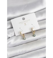 Minimal Nazarlı Model Gold Renk Zirkon Taşlı Kadın Küpe