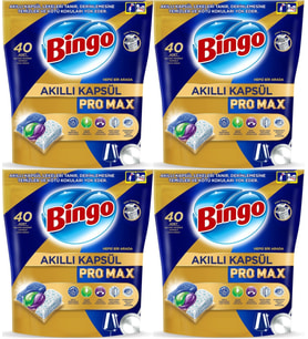 Bingo Akıllı Kapsül Pro Max Bulaşık Makinesi Deterjanı Tableti 160 Adet Limon Kokulu (4PK*40)