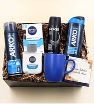 Arko Men Tıraş Köpüğü & Arko Men Tıraş Kolonyası & Nıvea Tıraş Sonrası Losyon & Erkek Deodorant & Mavi Kupa Hediye Seti
