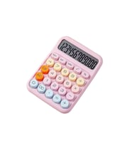 12 Haneli Geniş LCD Ekran Yuvarlak Düğme Sevimli Şeker Renkli Hesap Makinesi Mor
